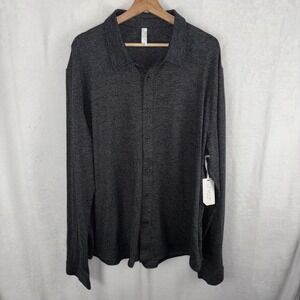 Mens Stylus Button Up Stretch Shirt Polyester Spandex French Indigo Size 2XL NWT